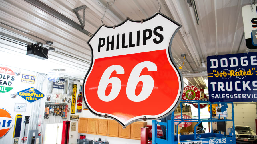 1961 Phillips 66 Double-Sided Porcelain Sign For Sale At Auction