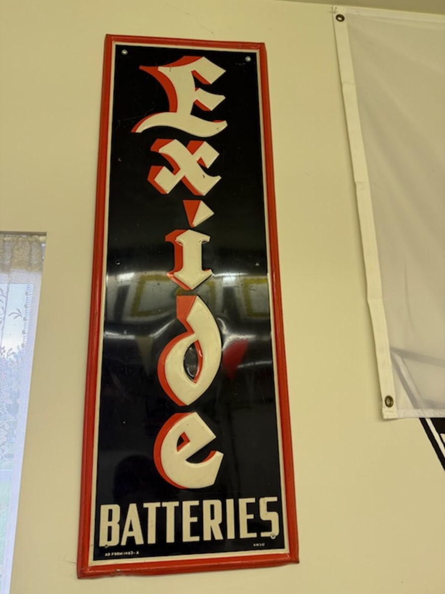 Exide Batteries Single-Sided Embossed Tin Sign For Sale At Auction
