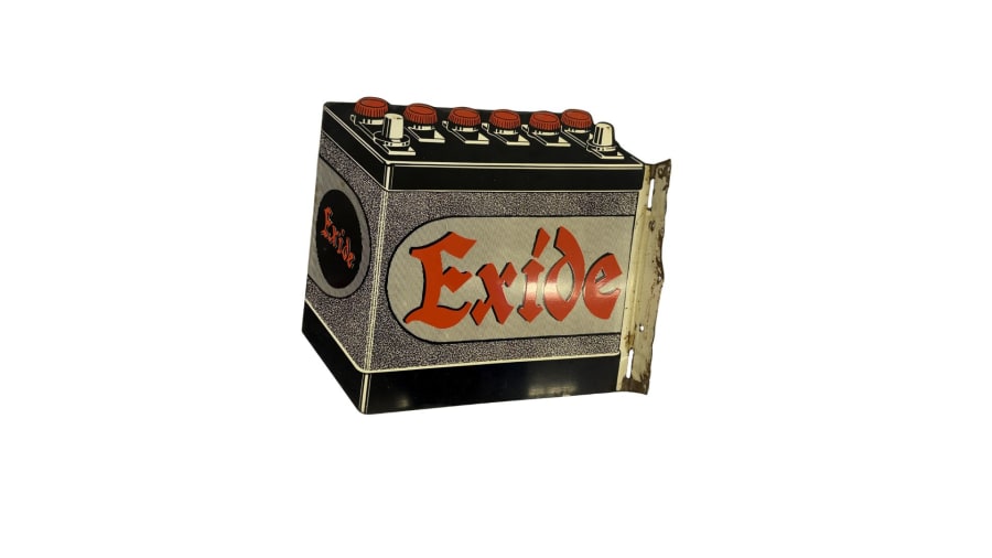 1962 Exide Battery Porcelain Flange Sign For Sale At Auction