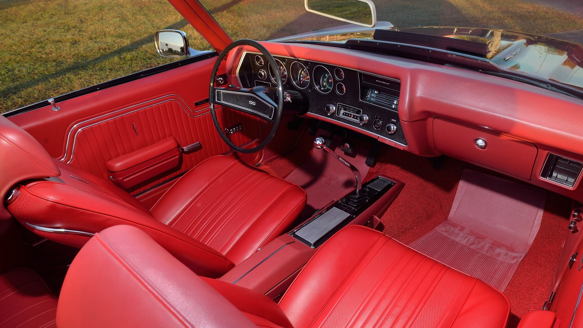 Mecum Auctions Photography Guide // Chevelle SS red interior passenger side