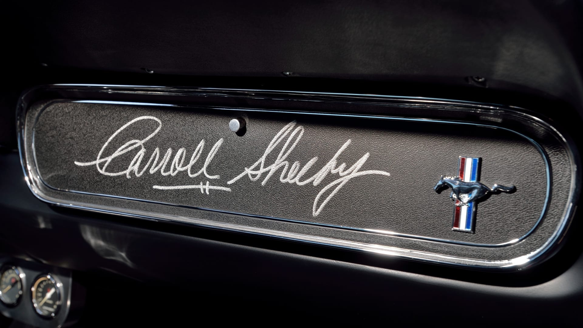Mecum Auctions Photography Guide // detail glove box Carroll Shelby autograph