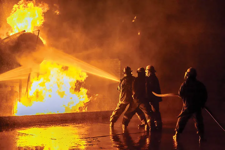 Firefighters fighting fire