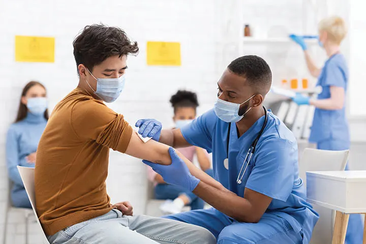 Nurse caring for patient