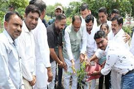 मुख्यमंत्री श्री चौहान के साथ जन-प्रतिनिधियों ने रोपे पौ