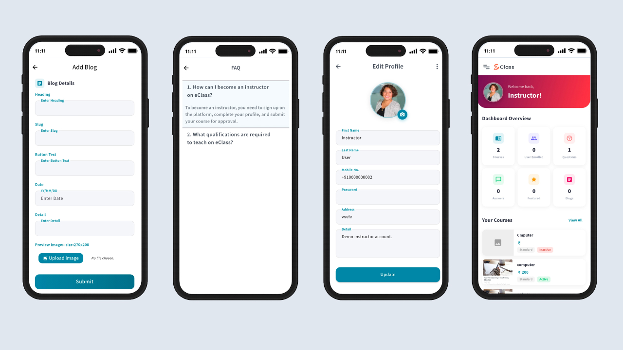 eClass LMS Instructor Mobile App - Flutter Android & iOS