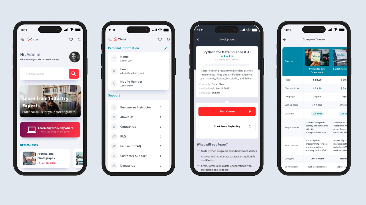 eClass LMS Mobile App - Flutter Android & iOS