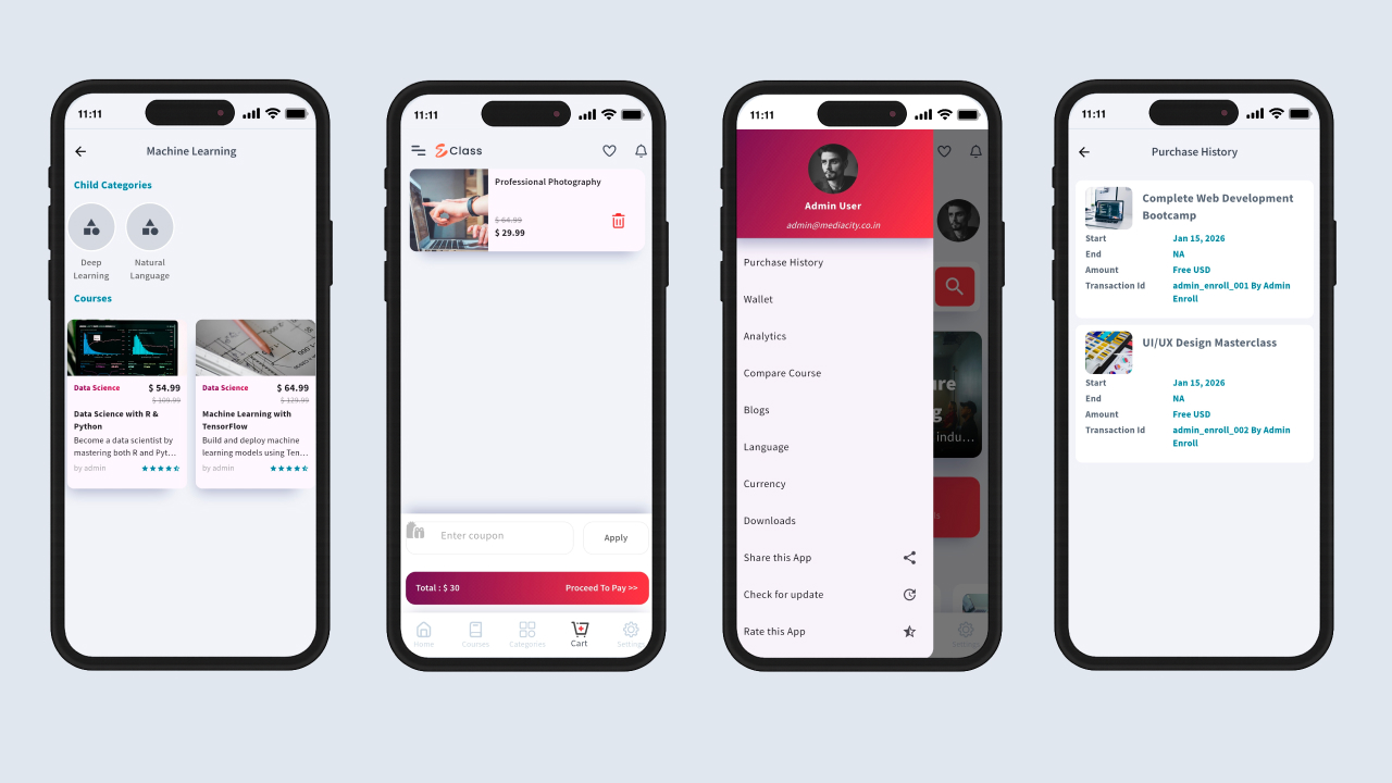 eClass LMS Mobile App - Flutter Android & iOS