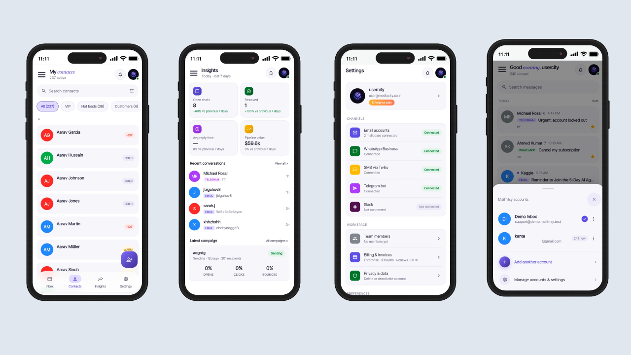 MailTrixy – Multi-Channel Inbox & Customer Messaging Flutter Mobile App