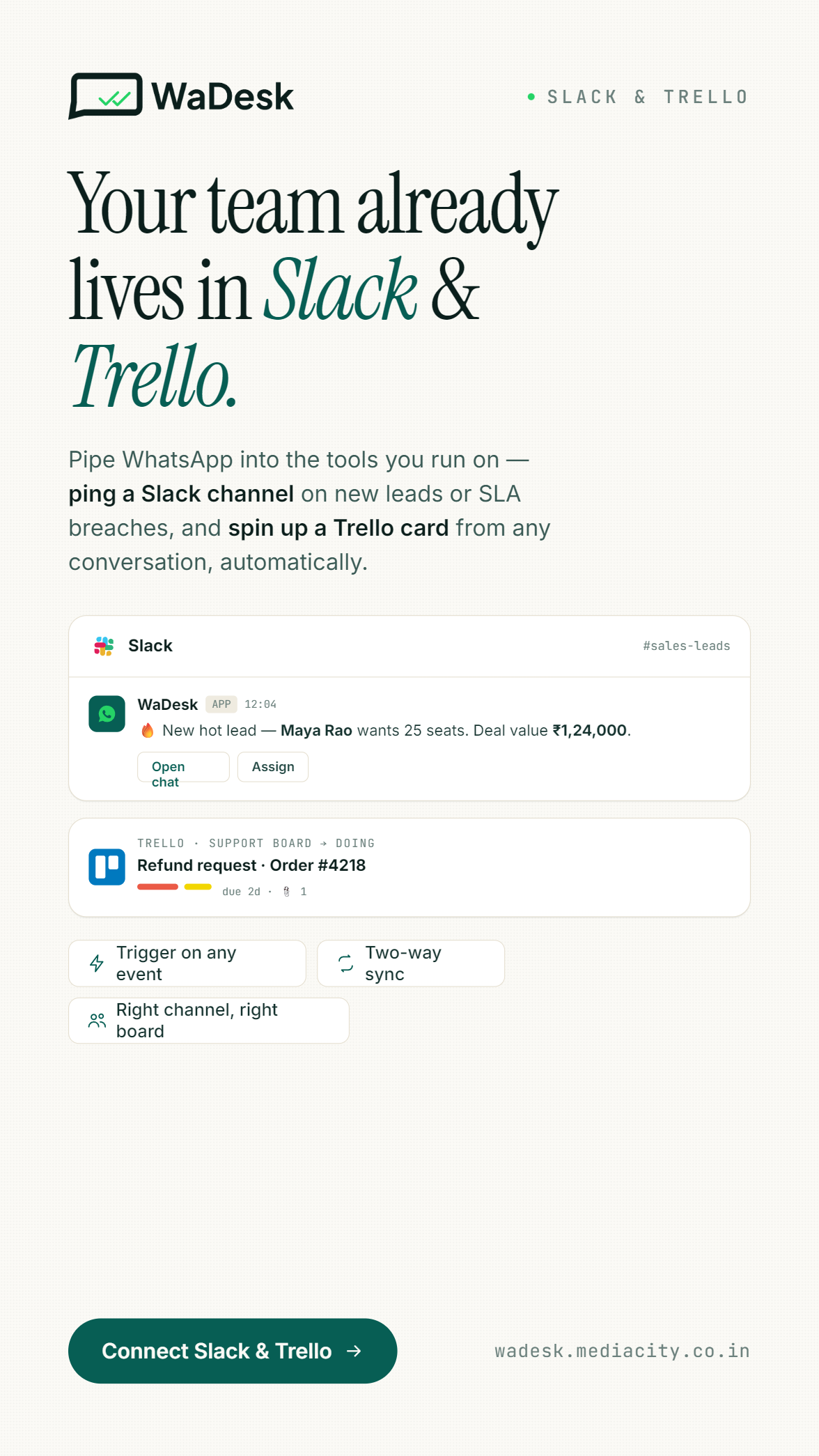 WaDesk SaaS | AI-Powered WhatsApp CRM, Automation, Chatbot Builder and Bulk Messenger