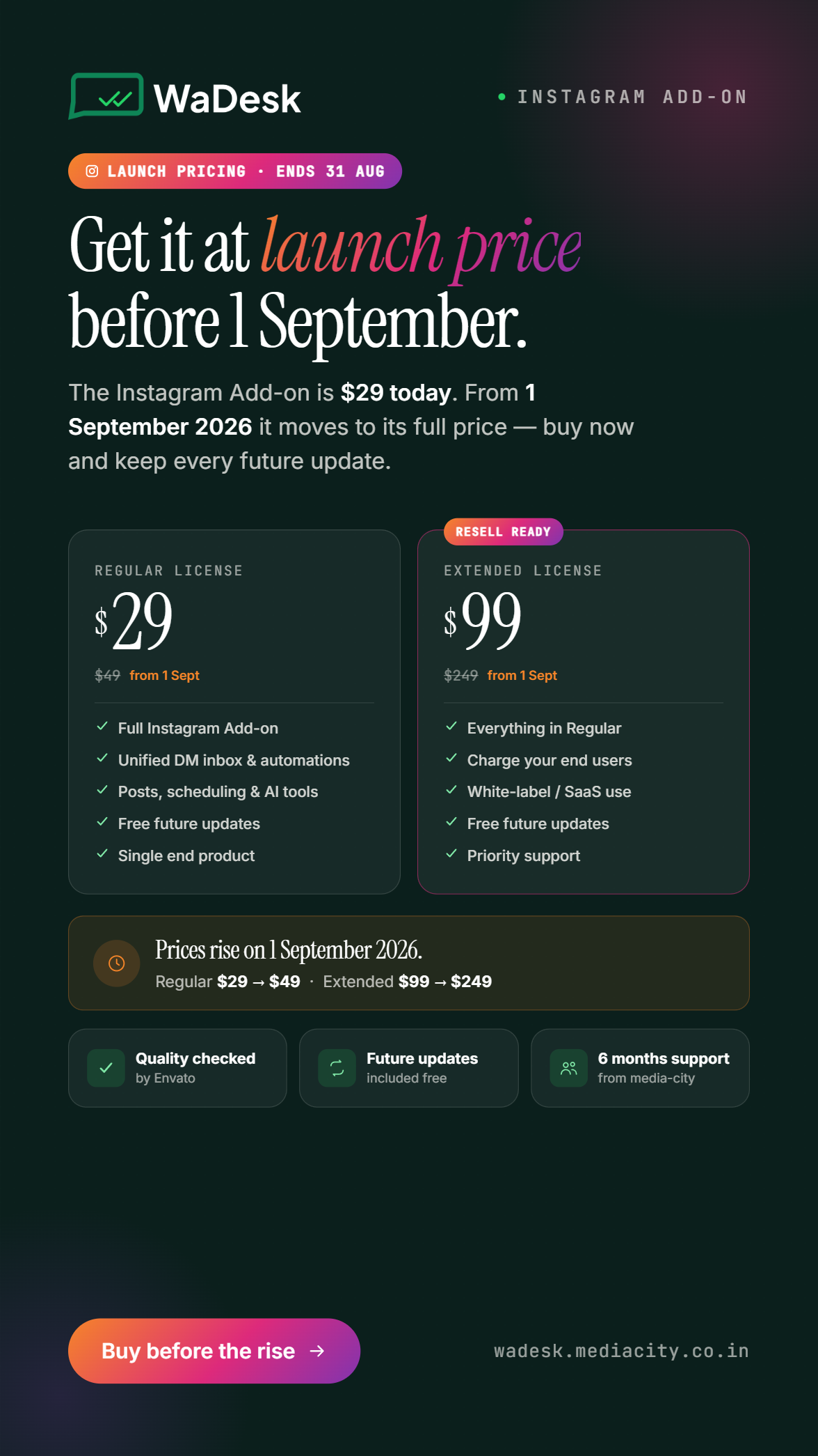 Instagram Add-on for WaDesk
