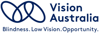 Title: Vision Australia logo - Description: Vision Australia logo - Blindness. Low Vision. Opportunity.