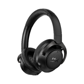 A black headphones on a black backgroundDescription automatically generated