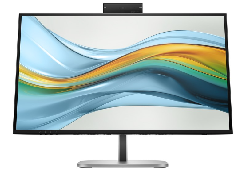 A computer monitor with a colorful wave on the screenDescription automatically generated