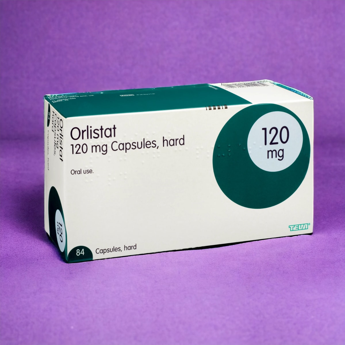 Orlistat box on purple background thumbnail