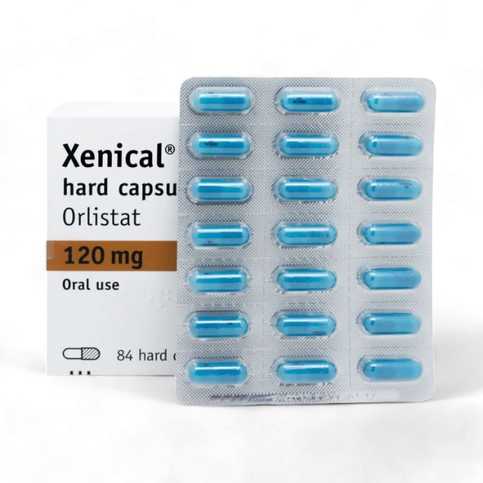 Xenical box open with pills