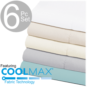 Chill Luxe 6 Piece Sheet Set With COOLMAXR Fabric Technology