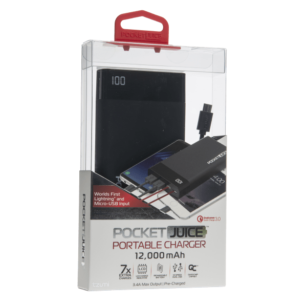 tzumi Pocket Juice 12000mAh Power Bank with Quick Charge 3.0