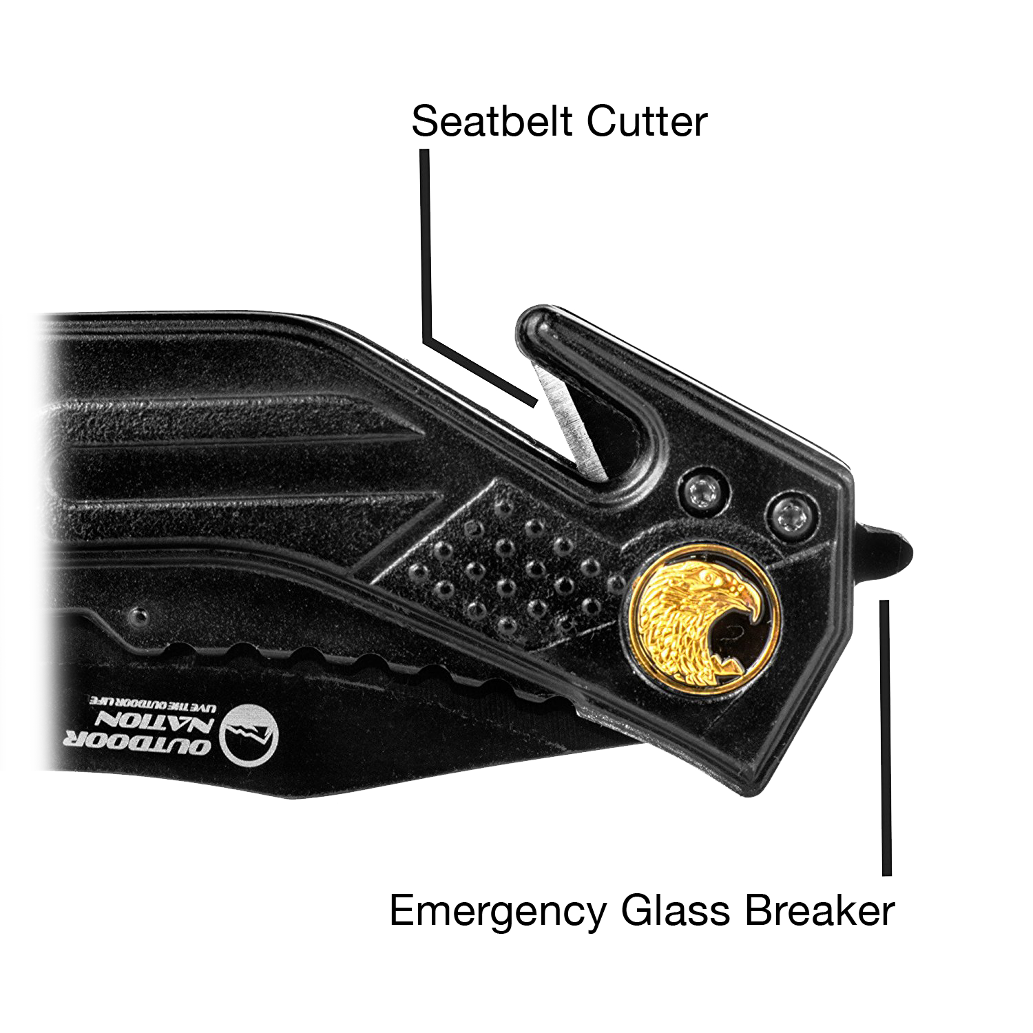 Meh Outdoor Nation Rescue Knife Seatbelt Cutter & Glass Breaker w/LED