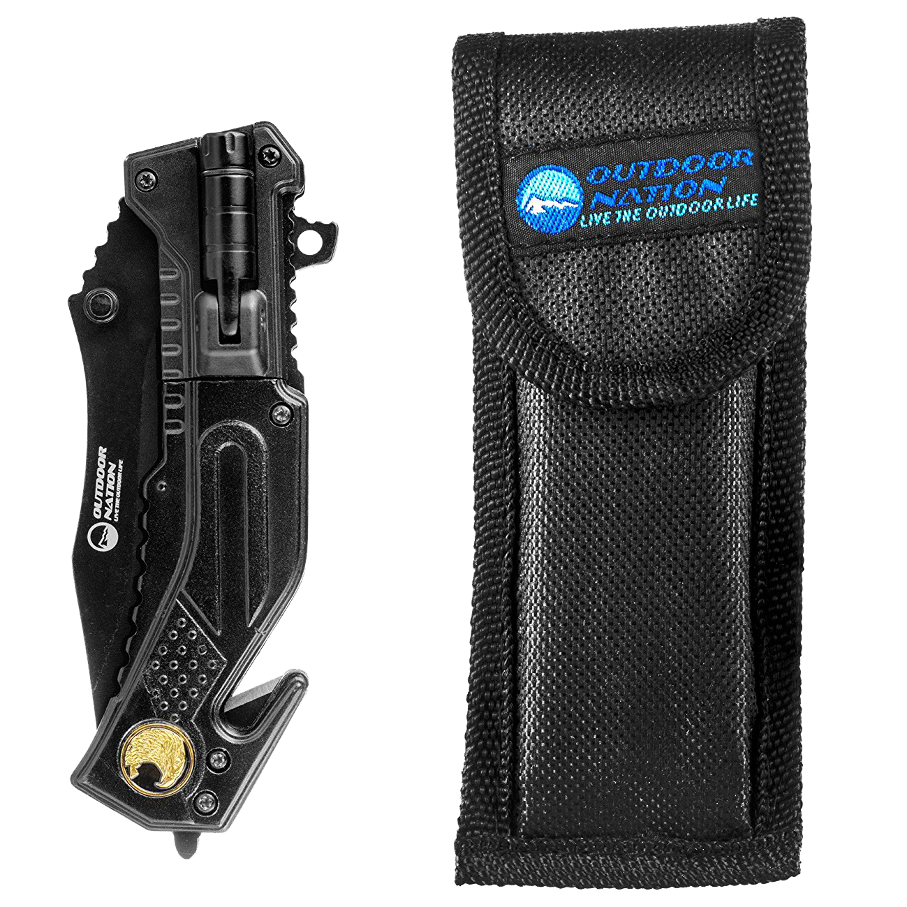 Meh Outdoor Nation Rescue Knife Seatbelt Cutter & Glass Breaker w/LED