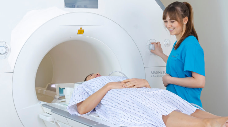 Patient entering MRI scan