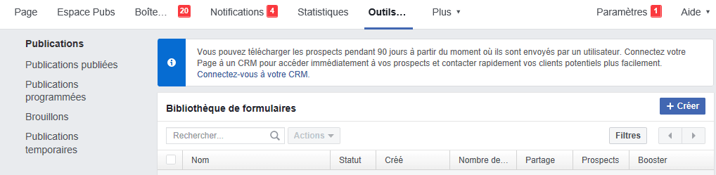 Créer un formulaire Facebook en utilisant votre page professionnelle pour promouvoir votre activité