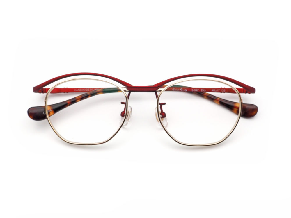 Seacret Remedy シークレットレメディ 跳ね上げ眼鏡フレーム S-047 Ella col.すがもんレッド 眼鏡工房久保田