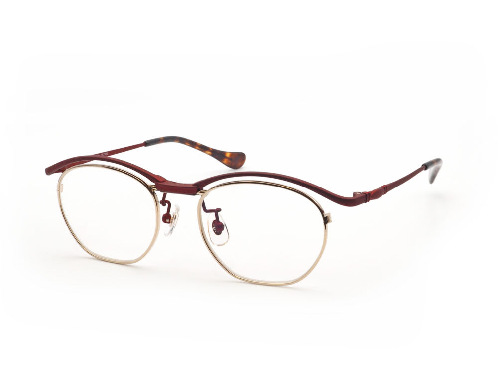 Seacret Remedy シークレットレメディ 跳ね上げ眼鏡フレーム S-047 Ella col.すがもんレッド 眼鏡工房久保田