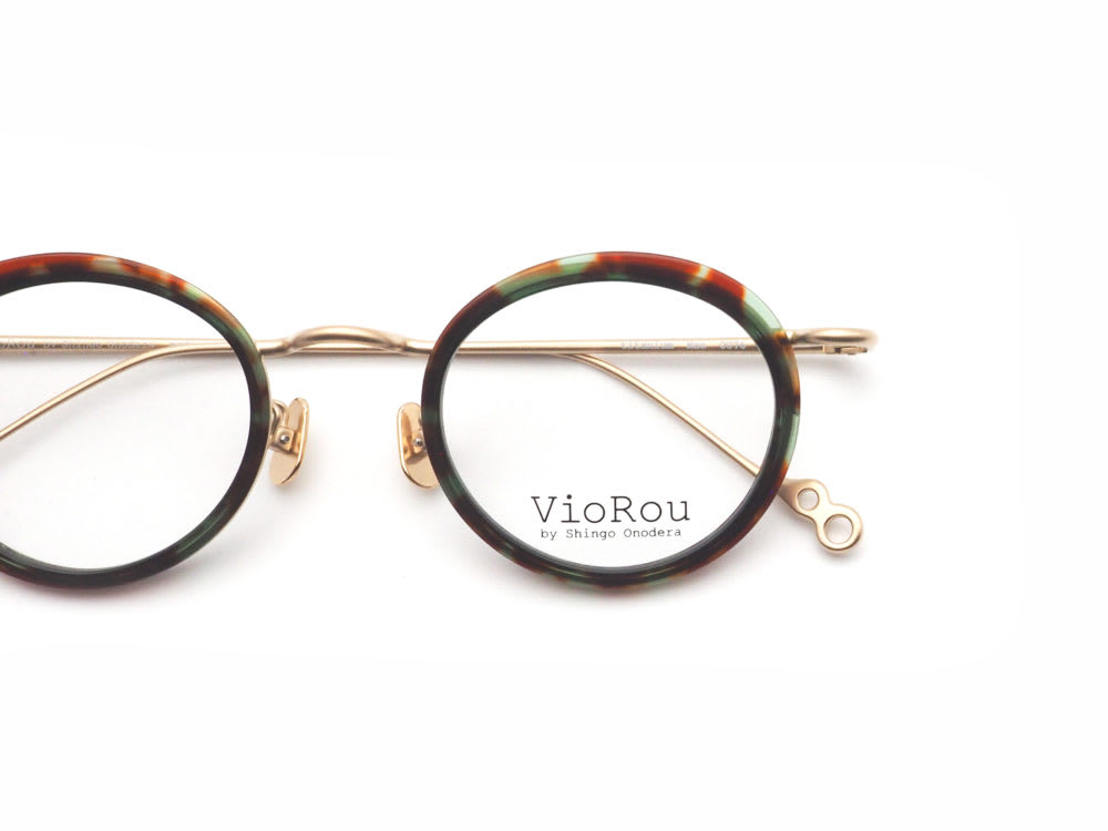 VioRou Nao col. 0076 Green and dark orange demi/Gold matte 日本製眼鏡フレーム