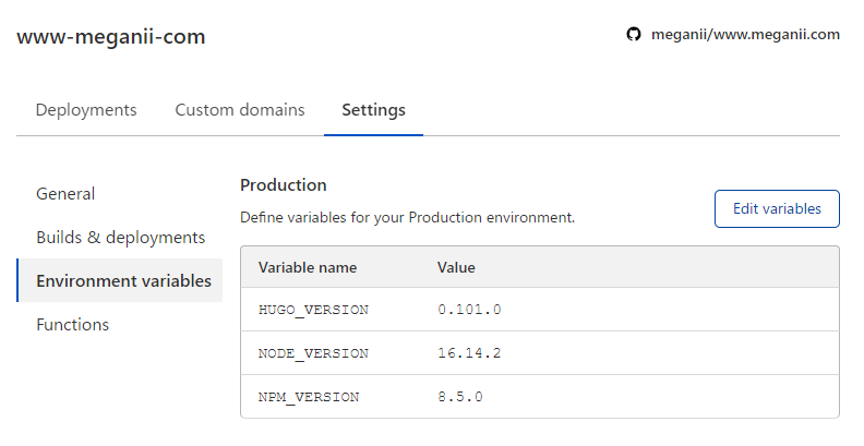 Cloudflare Pages Environment variables
