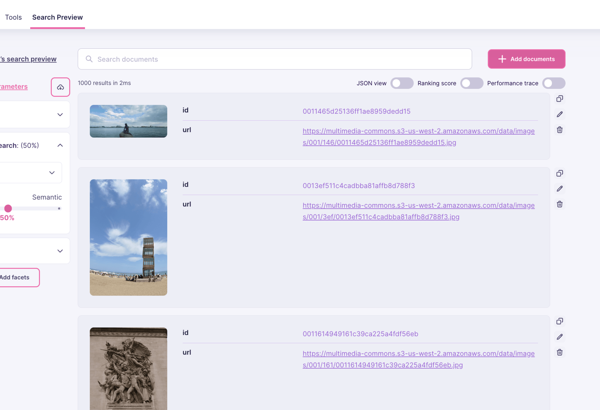 Search performance inspector with query breakdown