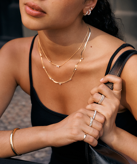 Diamond Initial Necklace in 14k Gold | Mejuri