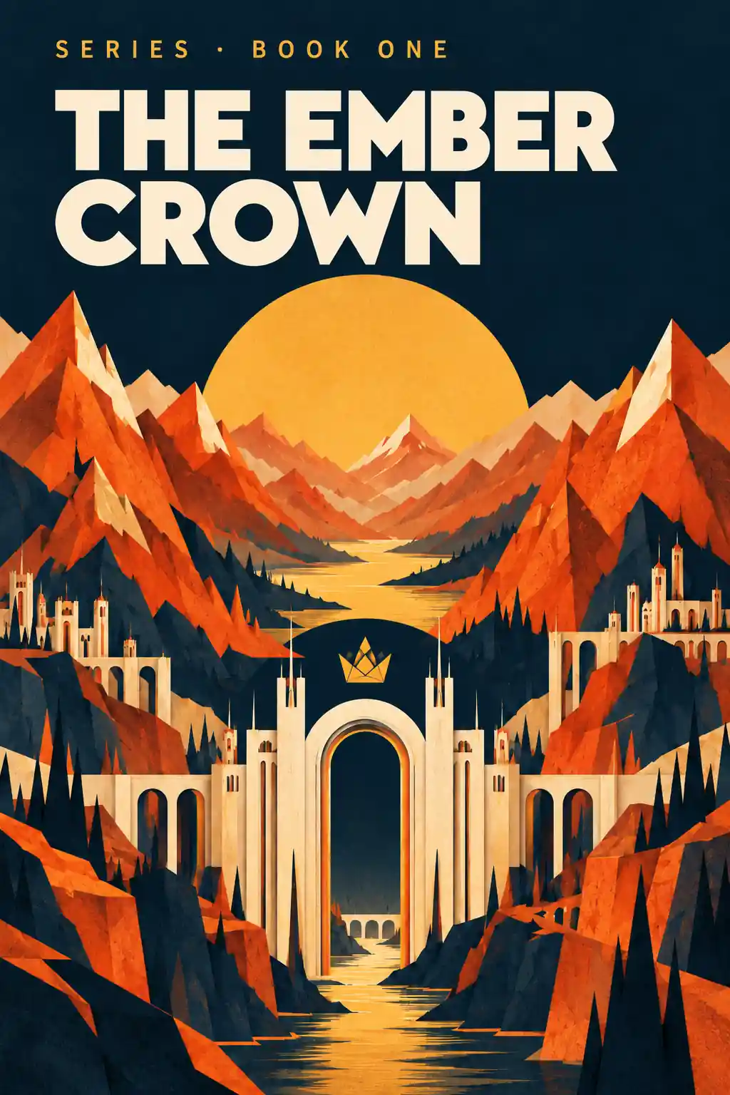 The Ember Crown, an illustrative epic fantasy cover