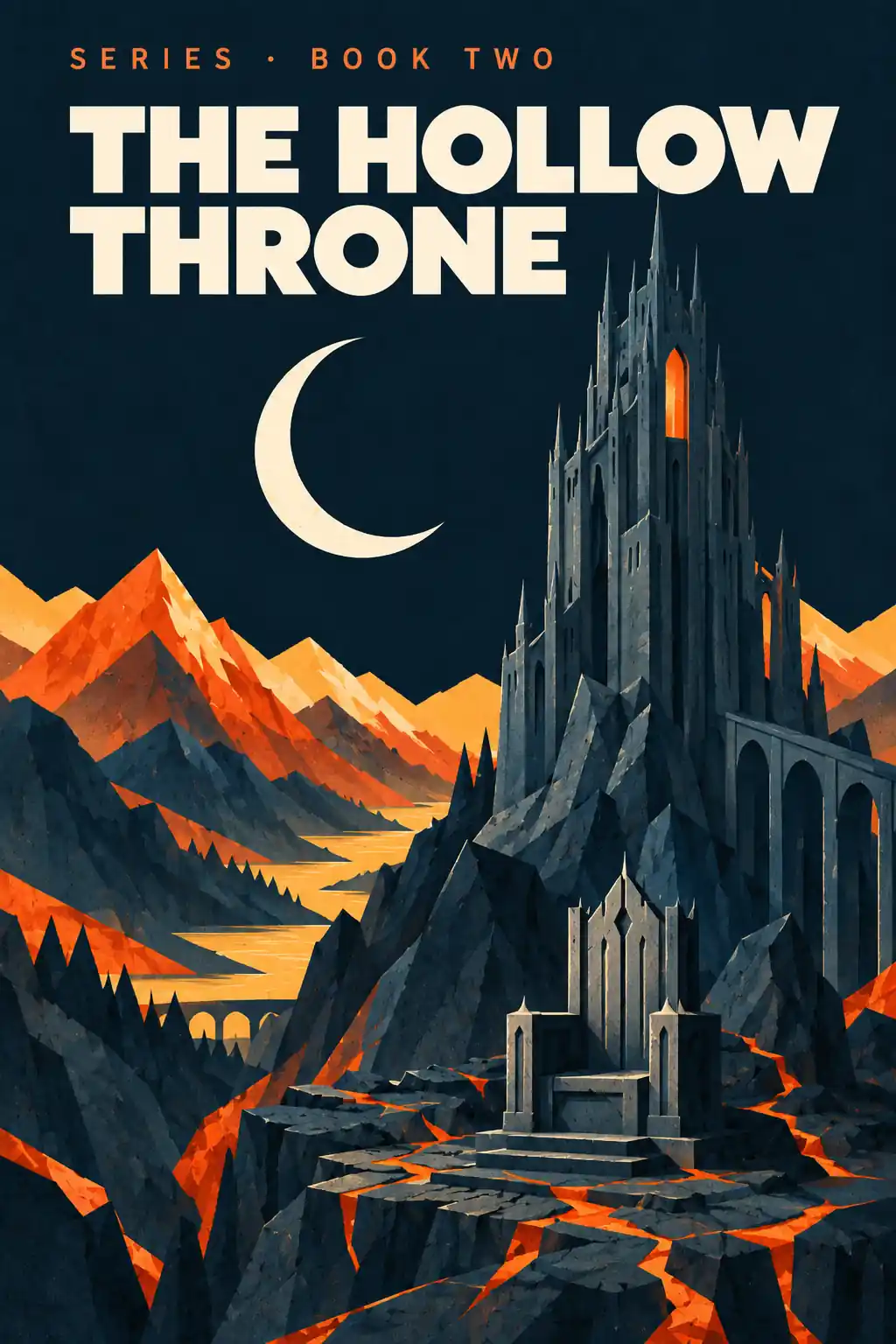 The Hollow Throne, an illustrative dark fantasy cover