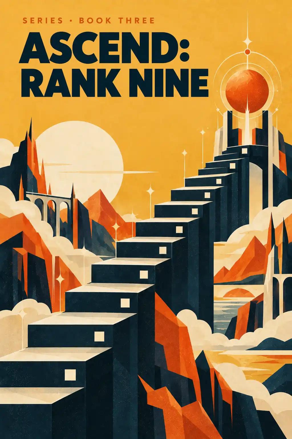 Ascend: Rank Nine, an illustrative progression fantasy cover