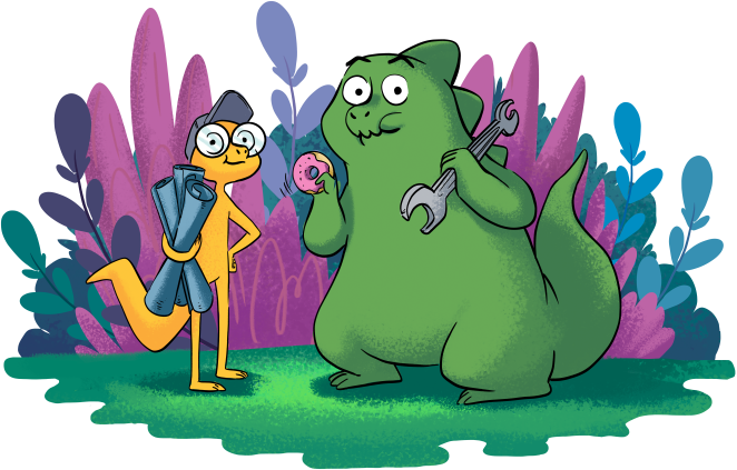Zac and Newt illustration