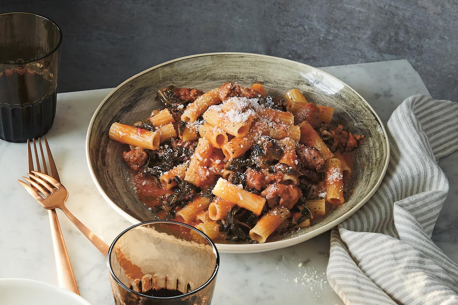 Neil Perry's rigatoni with silverbeet and sausage - Melbourne Food and Wine Festival