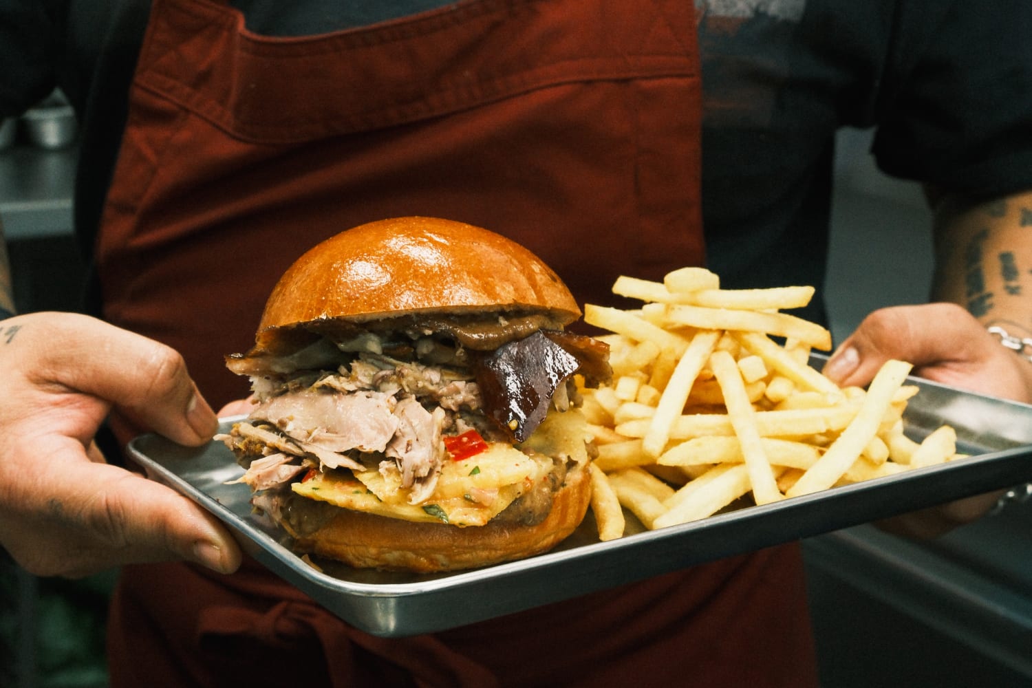 Ross Magnaye's lechon burger