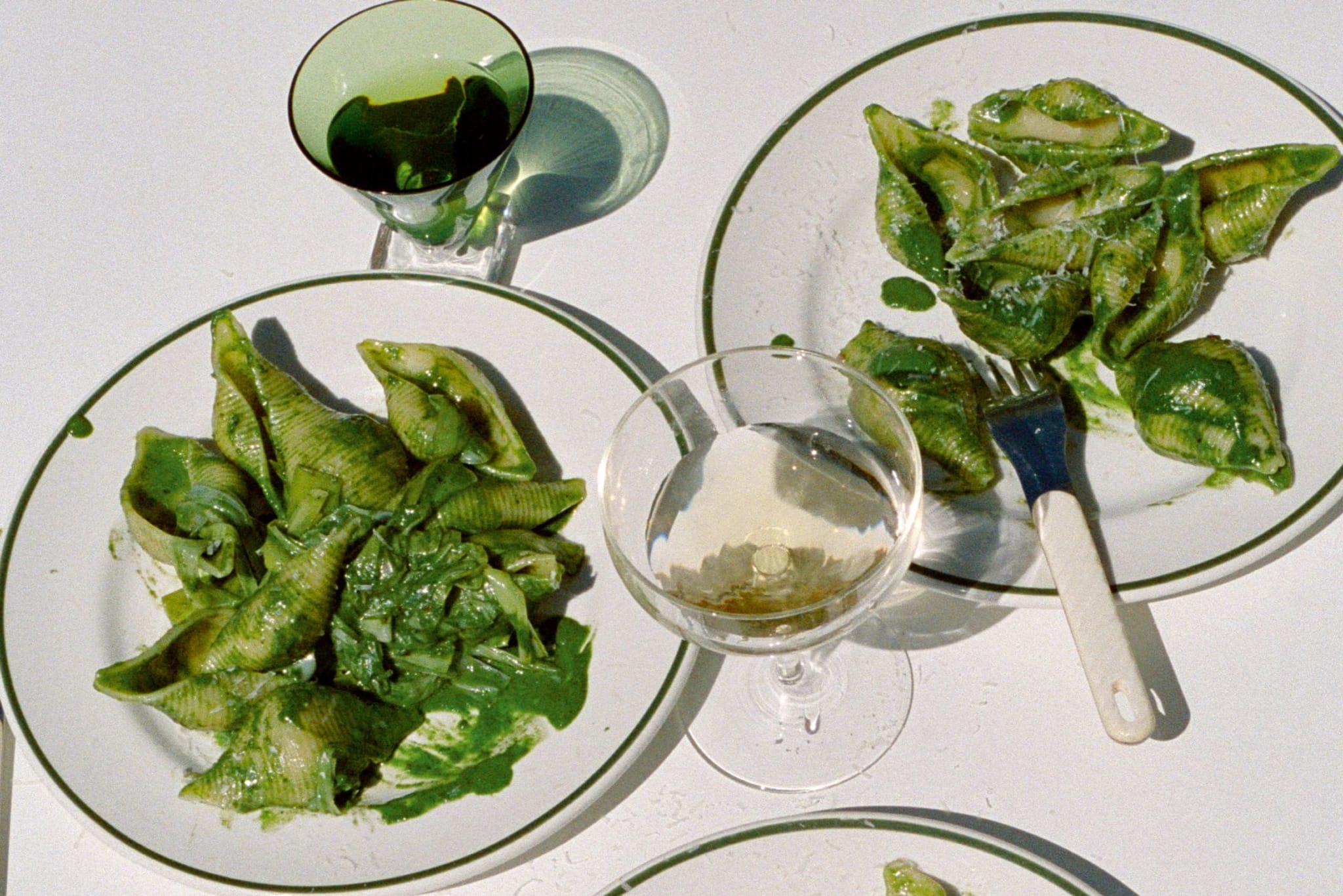 Ellie Bouhadana's conchiglioni with braised leek and cavolo nero green sauce (photo: Lucy Bell-Epstein).