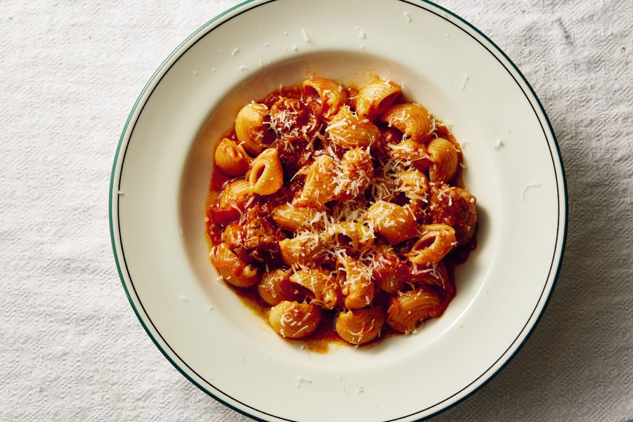 Julia Busuttil Nishimura's melty onion and sausage lumache.