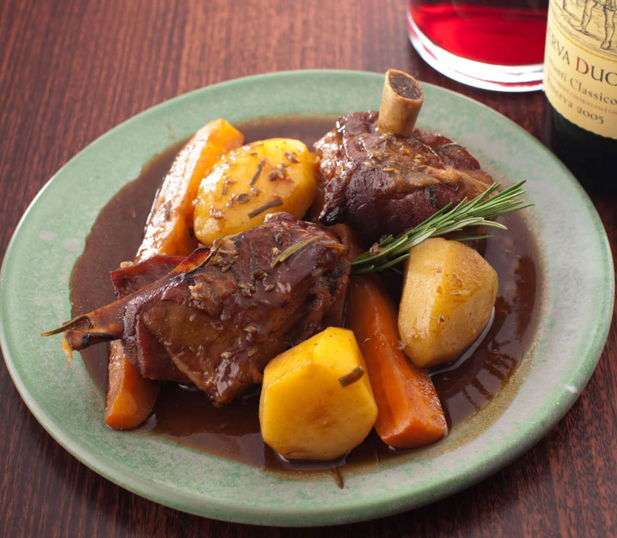 Slowroasted goat leg with white wine and potatoes Melbourne Food and