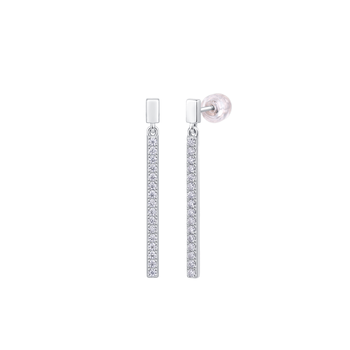 Stříbrné náušnice Strap s moissanitem
