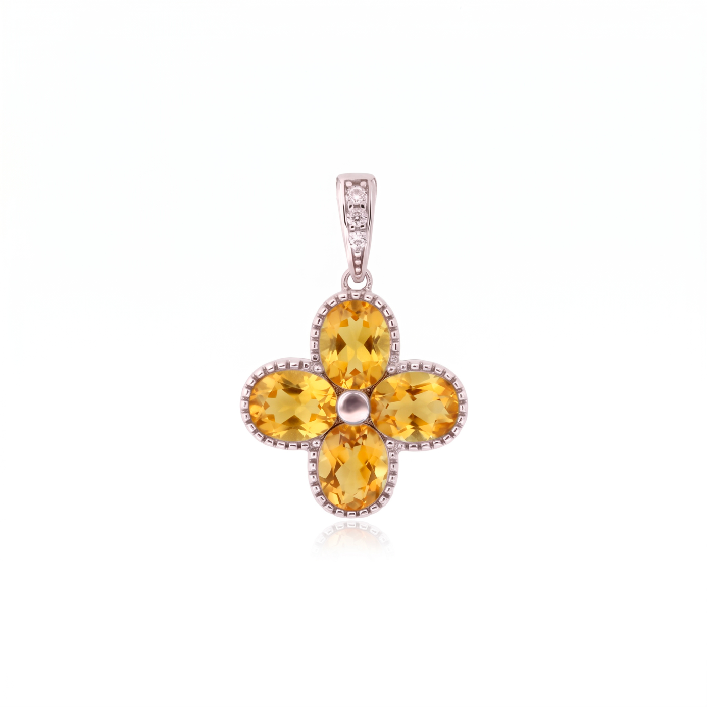 Stříbrný přívěsek čtyřlístek s citrínem