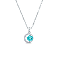 Stříbrný přívěsek s kulatým topazem Aqua HALO &ndash; 2