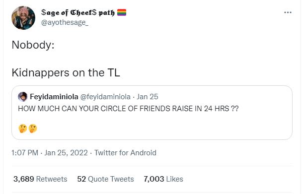 Sage of CheefS path ayothesage Nobody Kidnappers on the TL Feyidaminiola feyidam