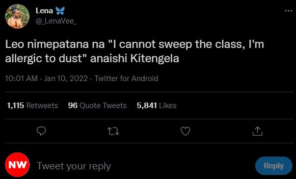 Lena 2 _LenaVee _ Leo nimepatana na cannot sweep the class, I'm allergic to dust