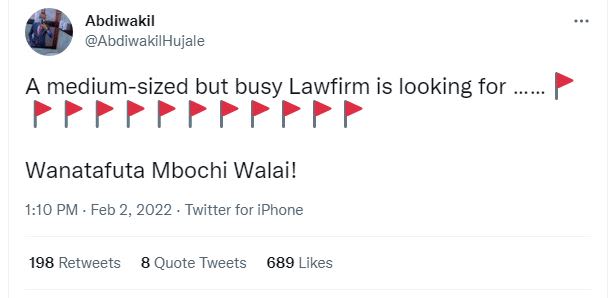 Abdiwakil AbdiwakilHujale A mediumsized but busy Lawfirm is looking for Wanatafu
