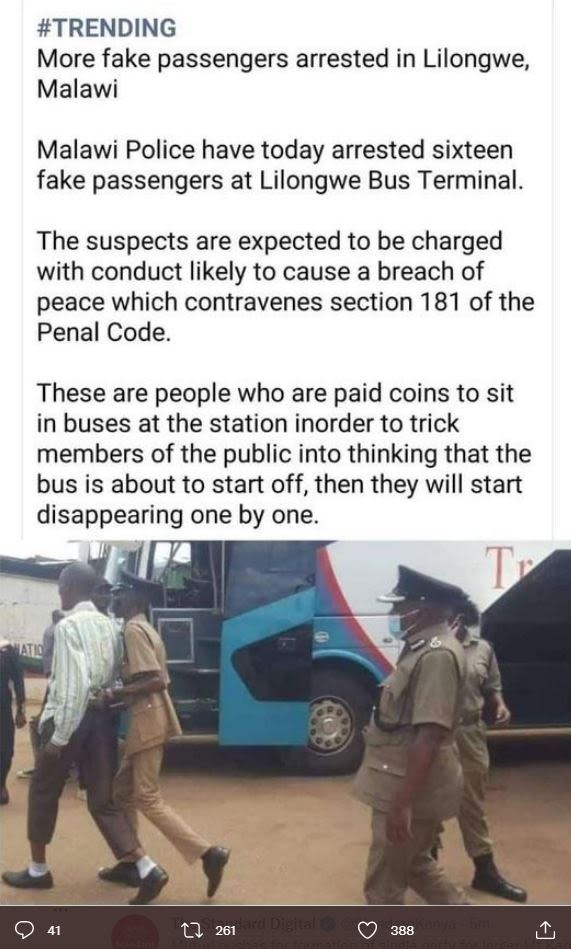 TRENDING More fake passengers arrested in Lilongwe Malawi Malawi Police have tod