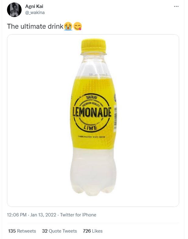 Agni Kai _wakina The ultimate drink SAFAR LEMONADE UME 9i4a7n 12.06 PM Jan 13, T