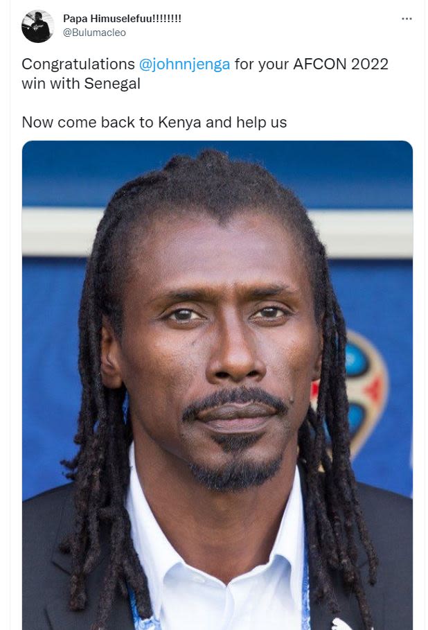 Papa Himuselefuu!!!!!!! Bulumacleo Congratulations johnnjenga for your AFCON win
