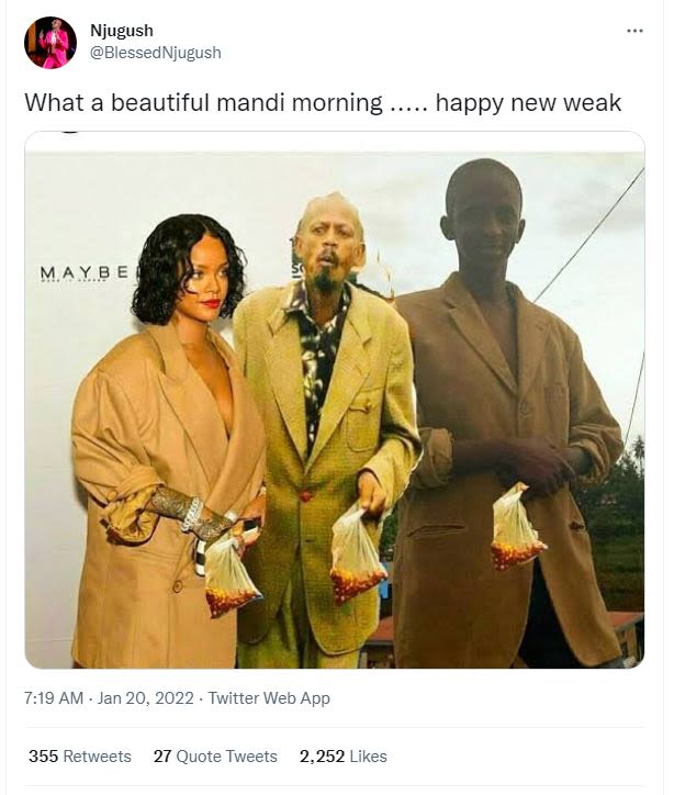 Njugush BlessedNjugush What a beautiful mandi morning happy new weak M AYB E 719